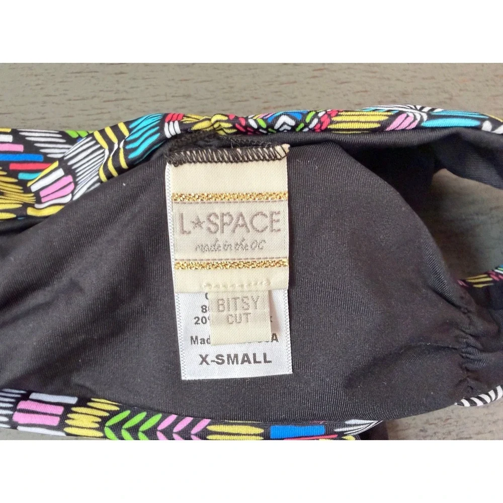 L Space Bitsy Cut Bikini Bottoms XS Multi Color Tribal Geometric Print Low Rise